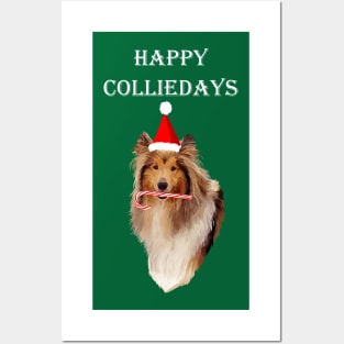 Happy Colliedays Christmas Collie Posters and Art